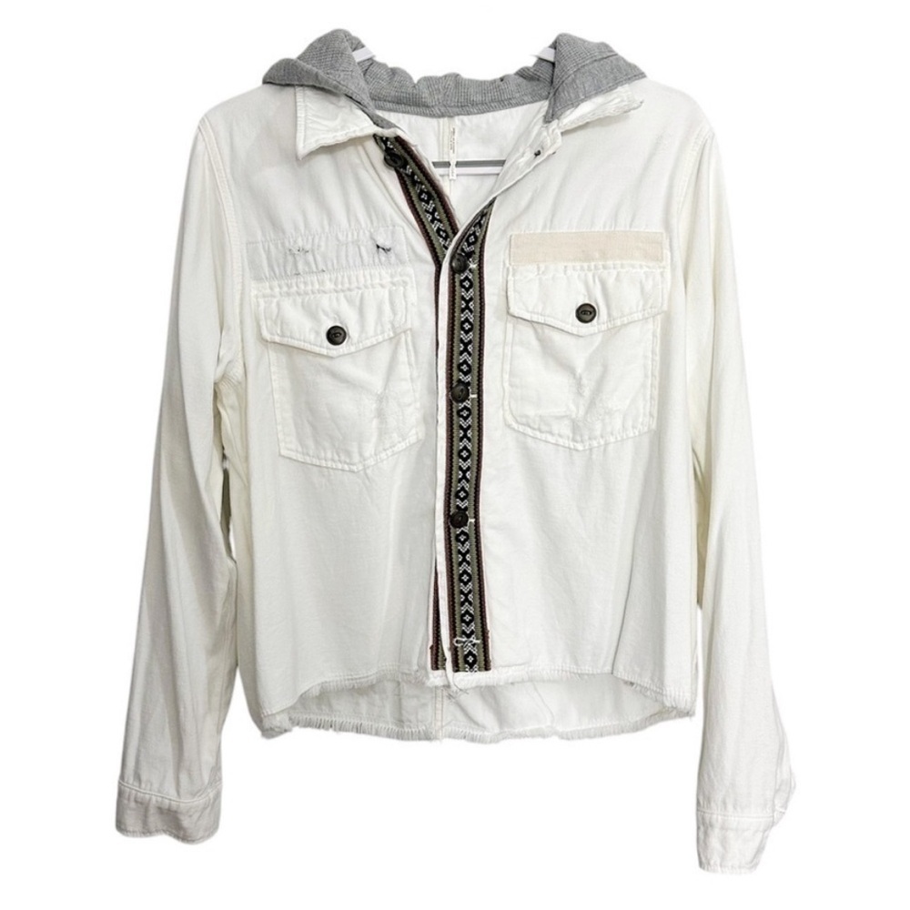 Free People Weekend Wanderer Military Jacket Boho Hooded - Picture 2 of 8